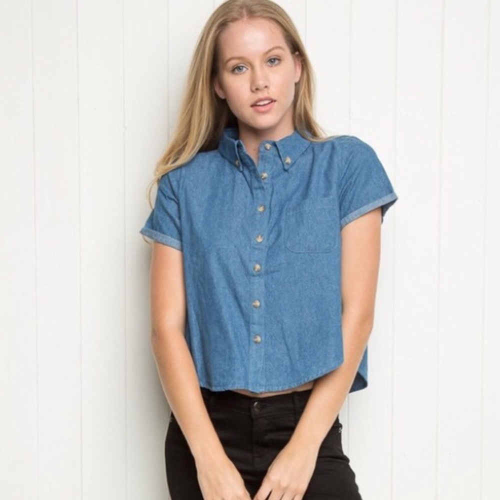 brandy Melville denim Peyton denim button down top